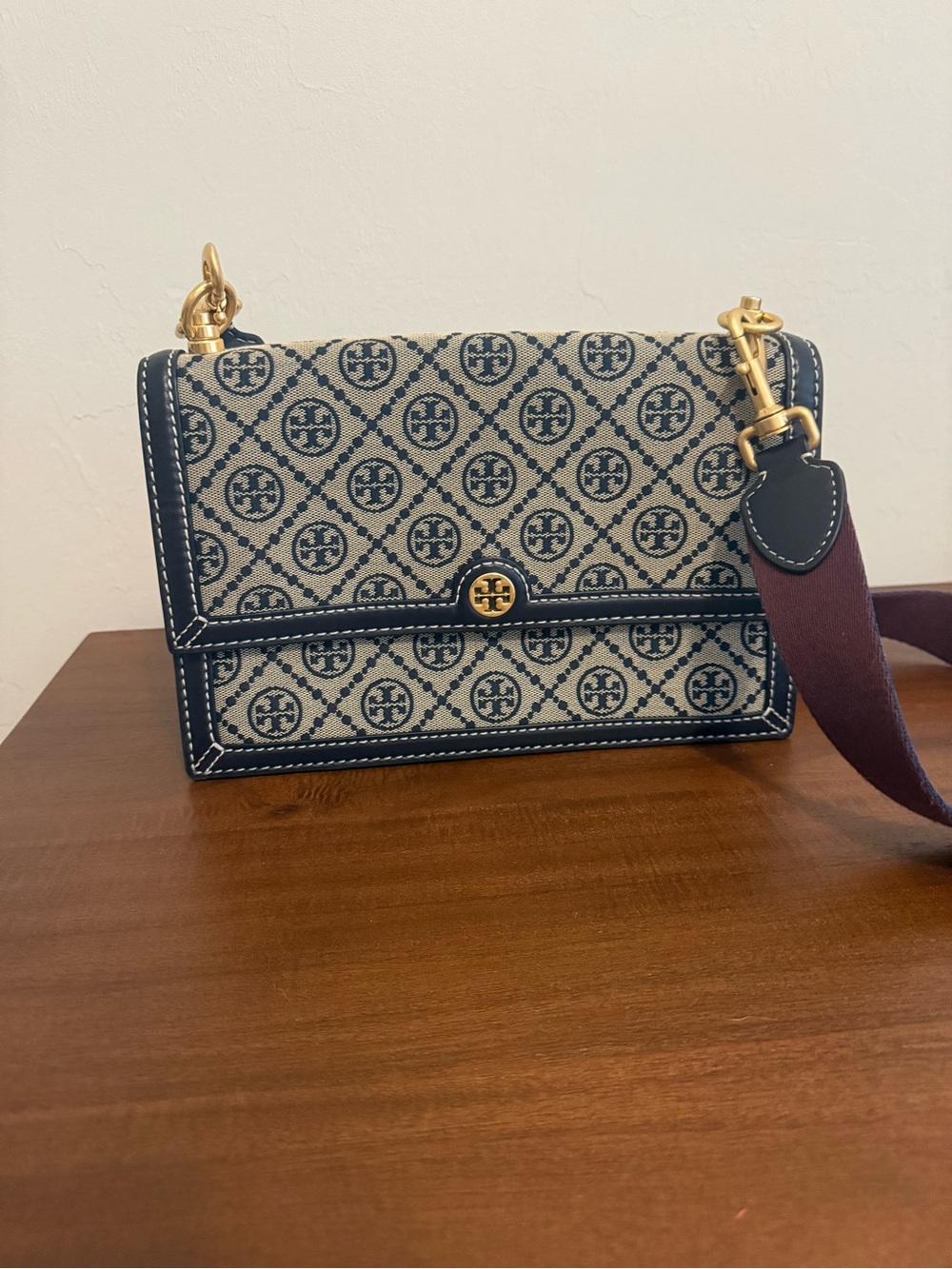 Tory Burch T Monogram Jacquard Shoulder Crossbody Bag Tory Navy
